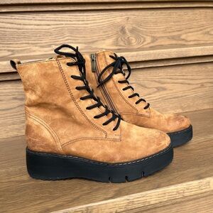 Paul Green Nubuck Leather Lace-Up Ankle Boots